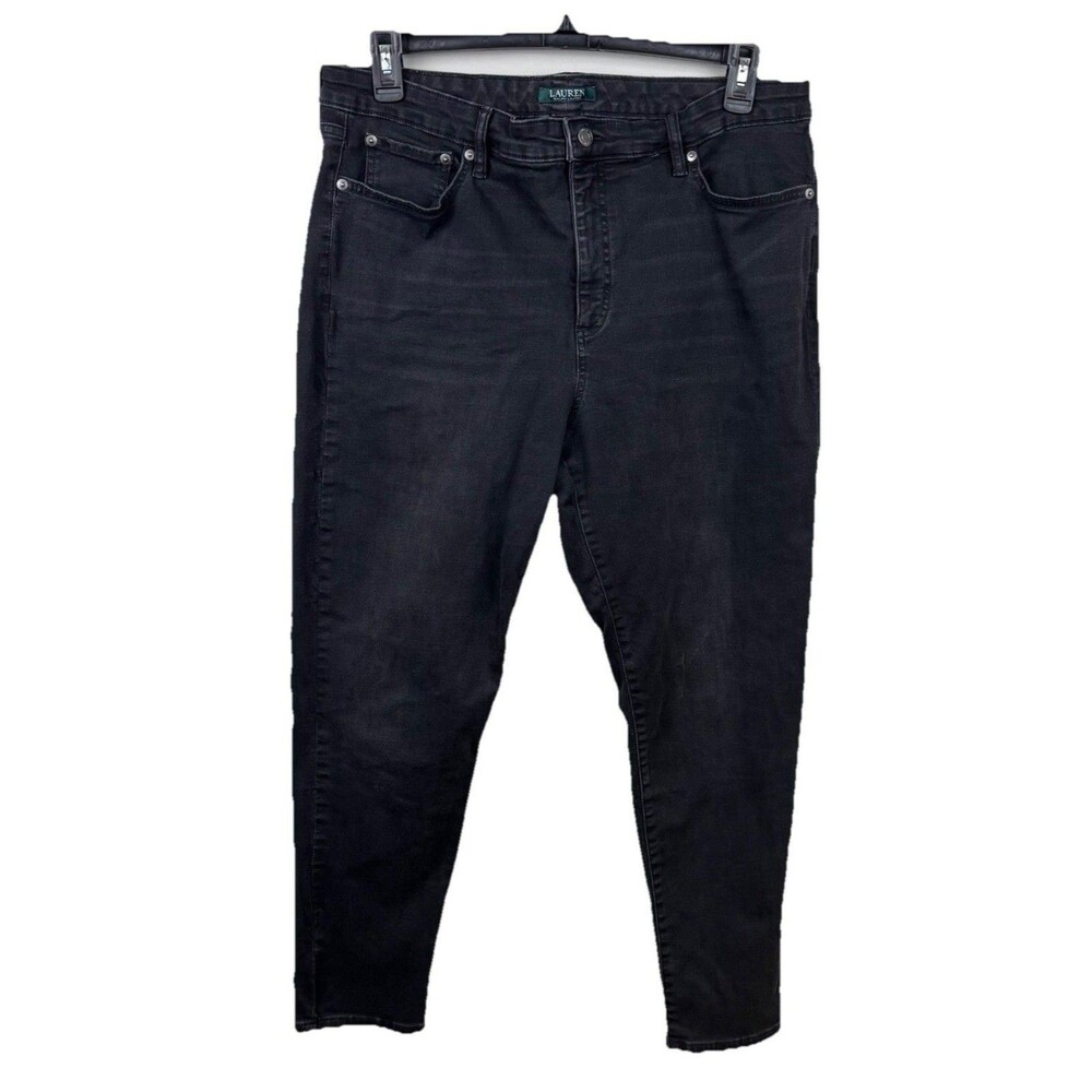 Lauren Ralph Lauren Jeans Womens Size 18 Black Premier Skinny Ankle Denim Pants